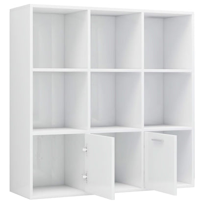 Estante Anaís - Com 7 Compartimentos e 2 Portas - Cor Branco Brilhante - 98x30x98 cm -Em Aglomerado - Design Moderno