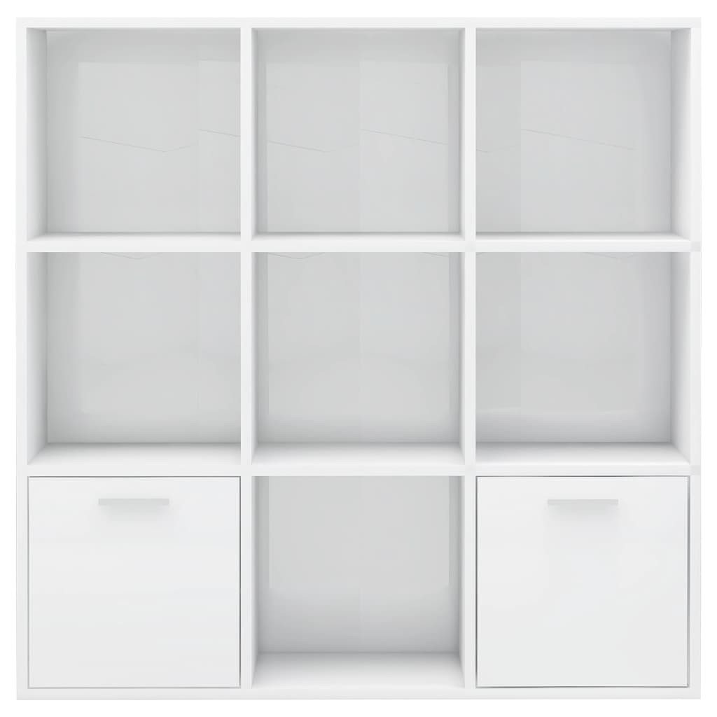 Estante Anaís - Com 7 Compartimentos e 2 Portas - Cor Branco Brilhante - 98x30x98 cm -Em Aglomerado - Design Moderno