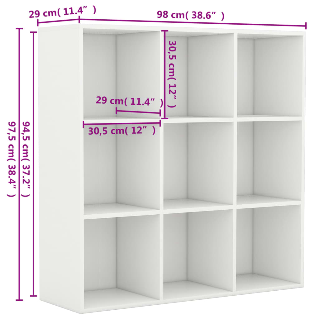 Estante 98x30x98 cm contraplacado branco