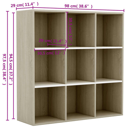 Estante 98x29x97,5cm derivados madeira branco e carvalho sonoma