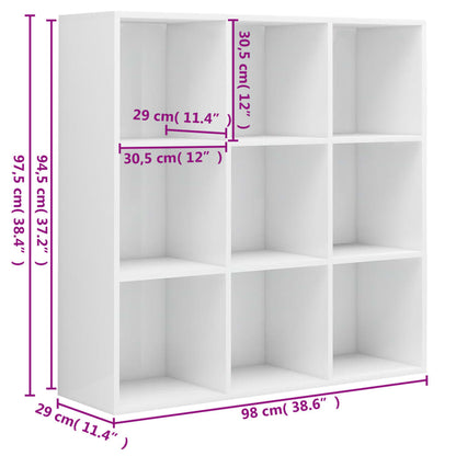 Estante 98x30x98 cm contraplacado branco brilhante