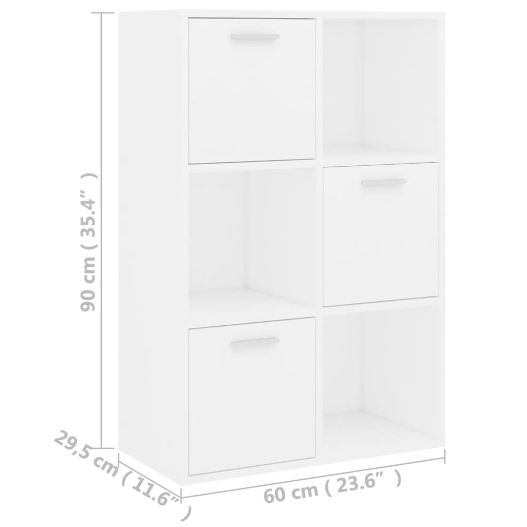 Estante Dart com 3 Portas e 3 Compartimentos Abertos - 60x29,5x90 cm - Branco - Design Moderno