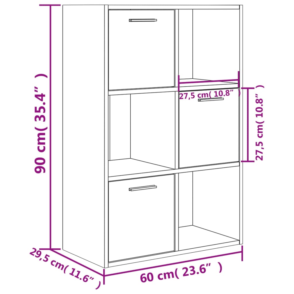 Armário arrumação 60x29,5x90 cm contraplacado cinzento cimento