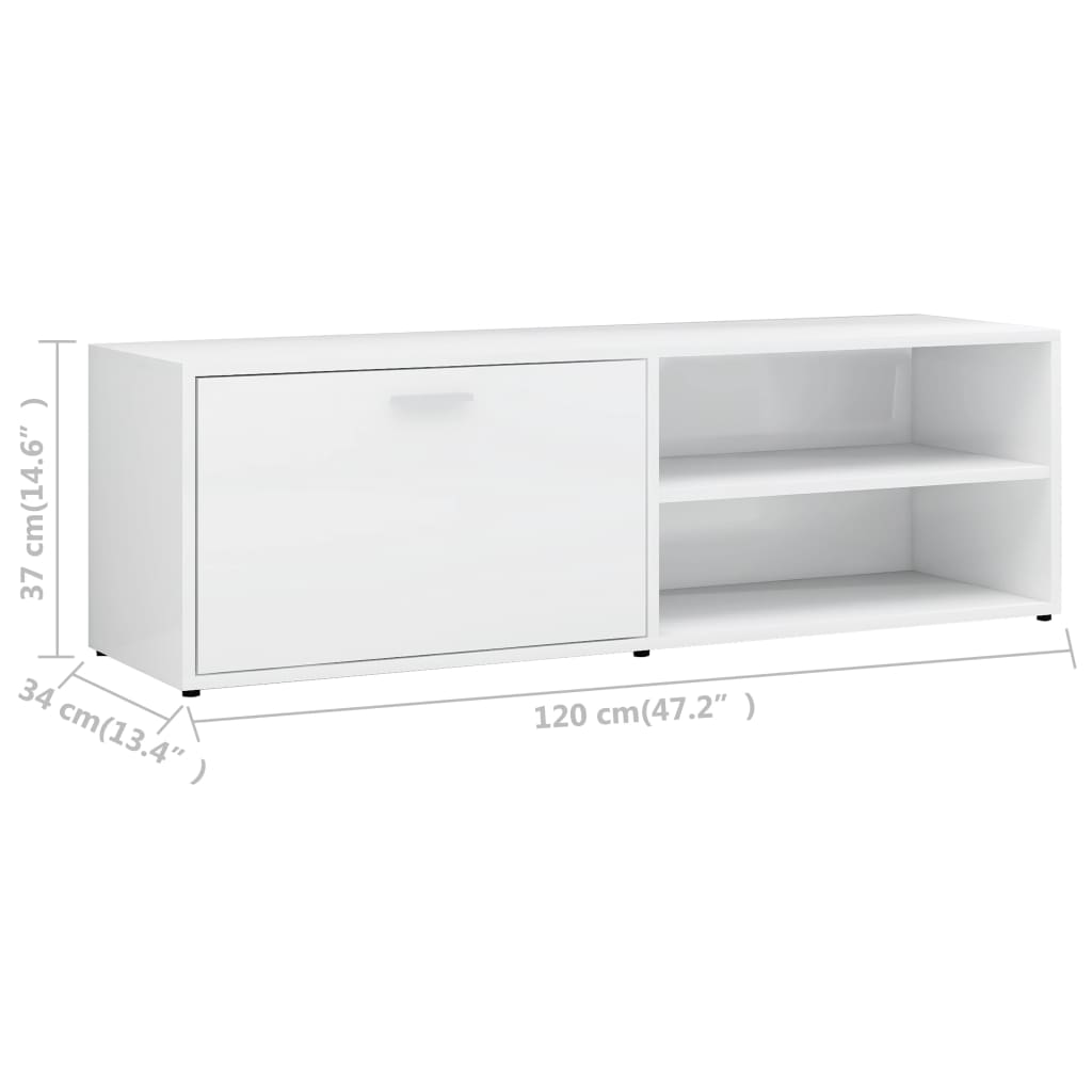 Móvel de TV 120x34x37 cm contraplacado branco brilhante