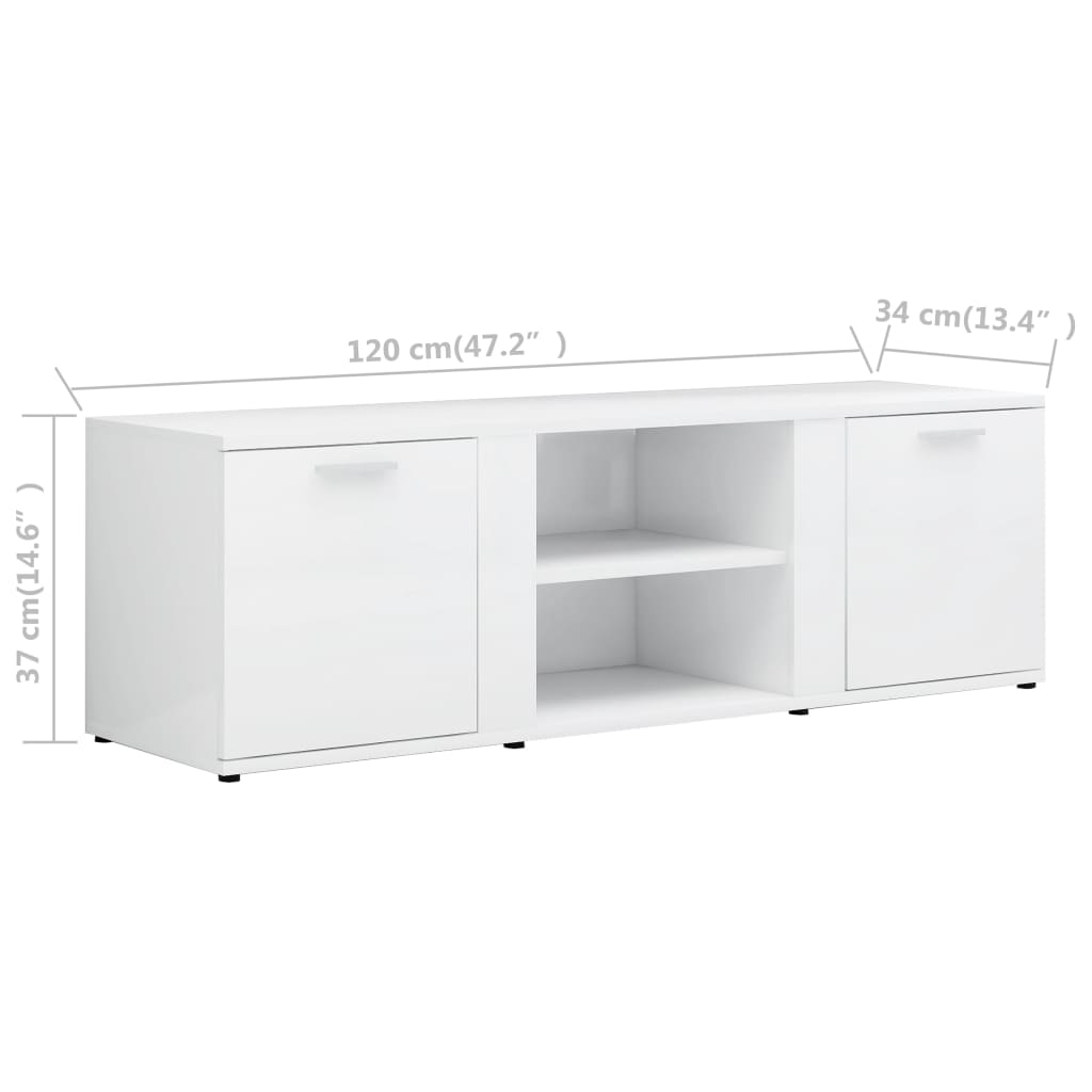 Móvel de TV Lokise de 120 cm - Branco Brilhante - Design Nórdico