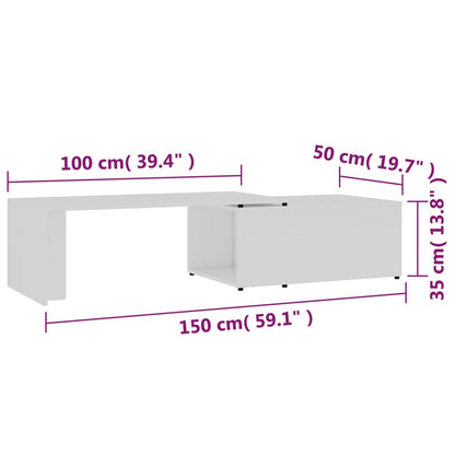 Mesa de centro 150x50x35 cm contraplacado branco