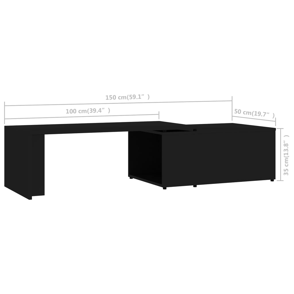 Mesa de centro 150x50x35 cm contraplacado preto