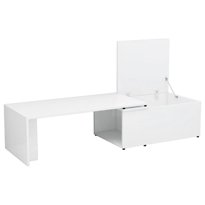 Mesa de centro 150x50x35 cm contraplacado branco brilhante