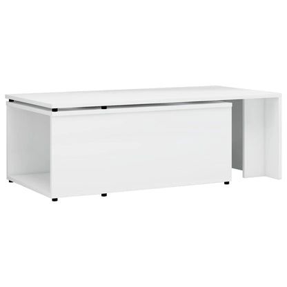 Mesa de centro 150x50x35 cm contraplacado branco brilhante