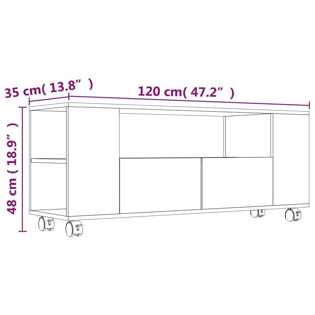 Móvel de TV 120x35x43 cm contraplacado carvalho sonoma