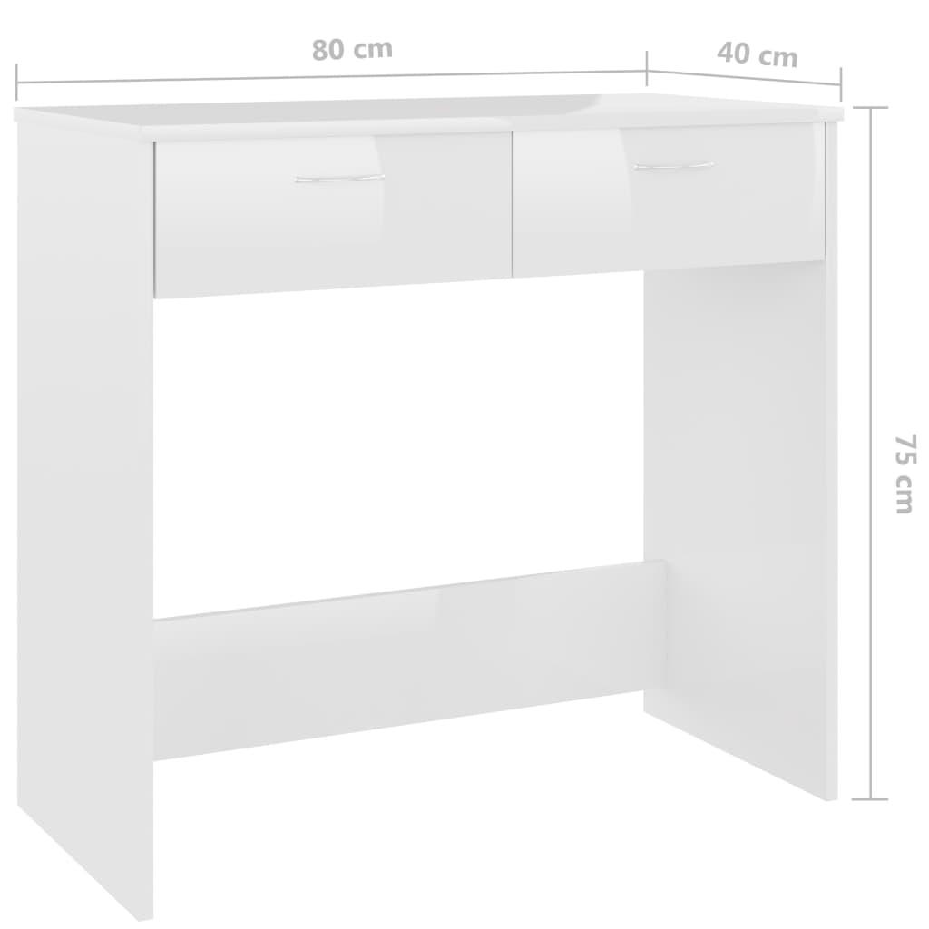 Secretária 80x40x75 cm contraplacado branco brilhante