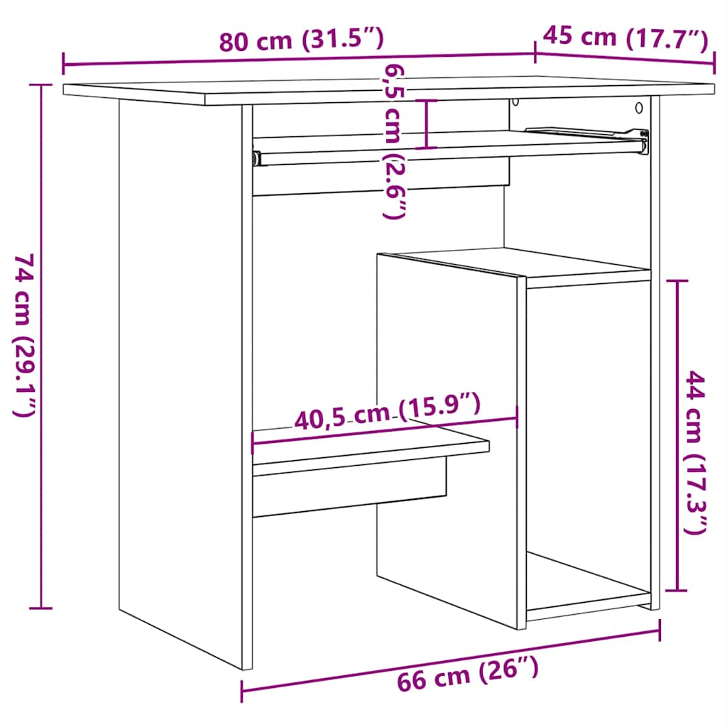 Secretária 80x45x74 cm contraplacado branco