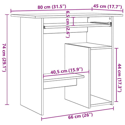 Secretária 80x45x74 cm contraplacado branco e carvalho sonoma