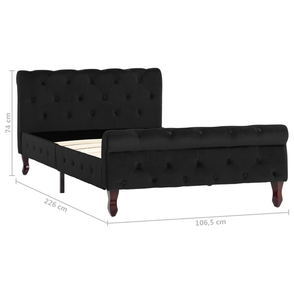 Estrutura de cama 100x200 cm veludo preto