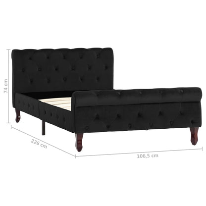 Estrutura de cama 100x200 cm veludo preto