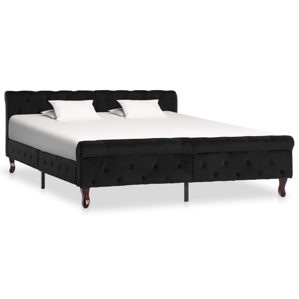 Estrutura de cama 160x200 cm veludo preto