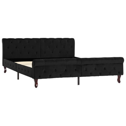 Estrutura de cama 160x200 cm veludo preto