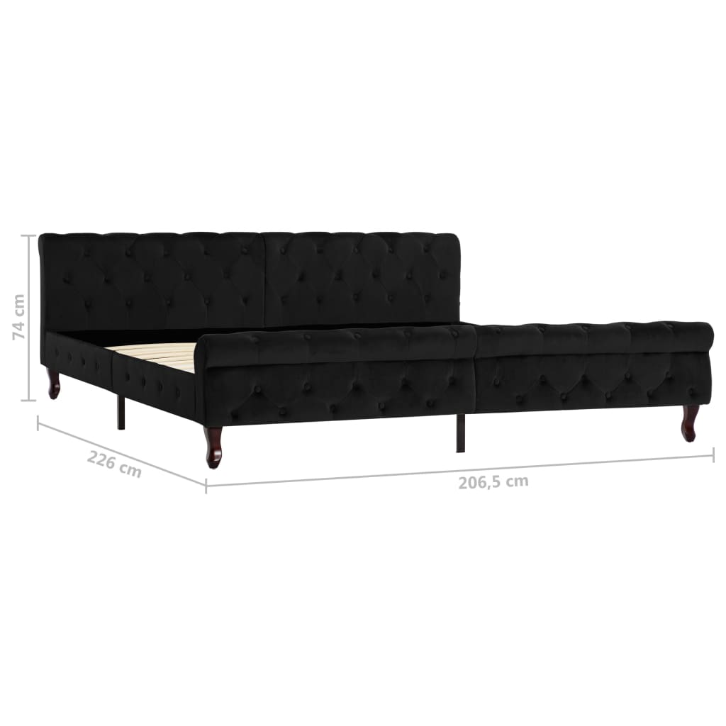 Estrutura de cama 200x200 cm veludo preto