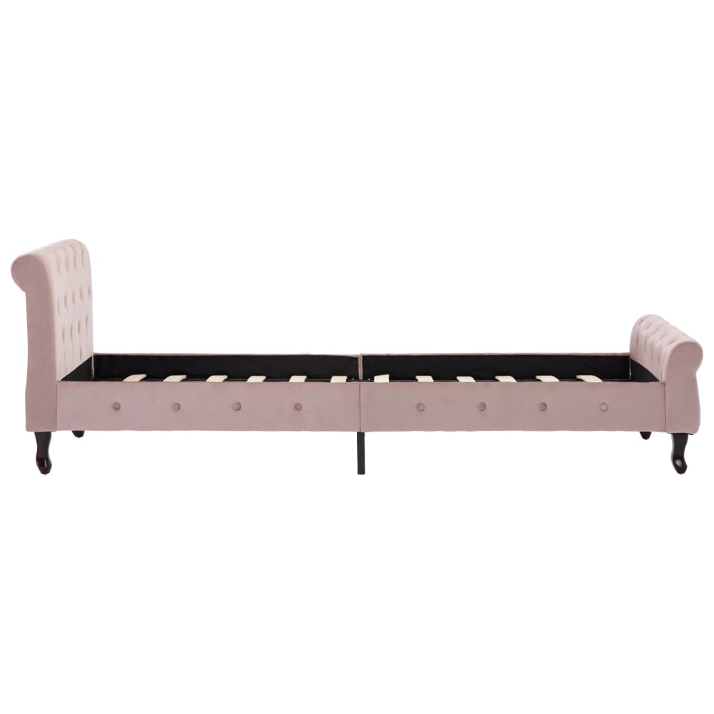 Estrutura de cama 90x200 cm veludo cor-de-rosa