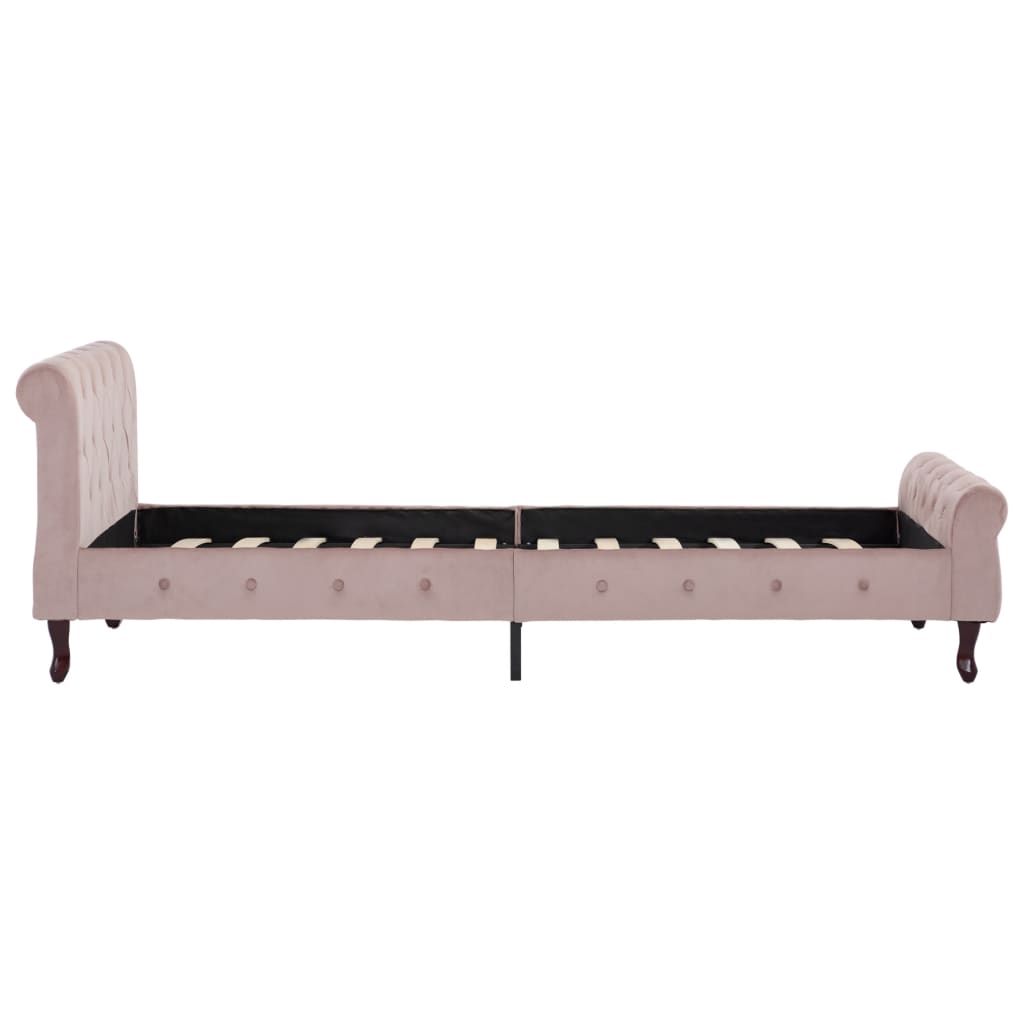 Estrutura de cama 100x200 cm veludo cor-de-rosa