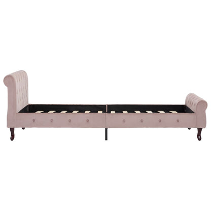 Estrutura de cama 100x200 cm veludo cor-de-rosa