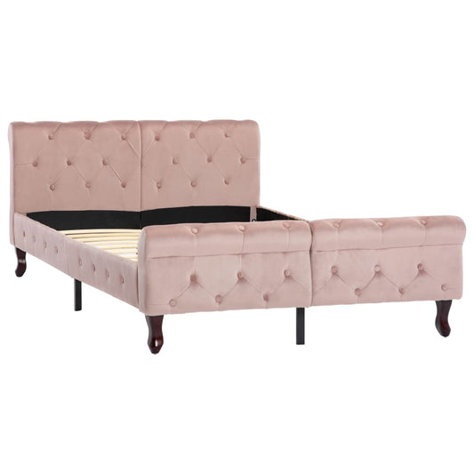 Estrutura de cama 120x200 cm veludo cor-de-rosa