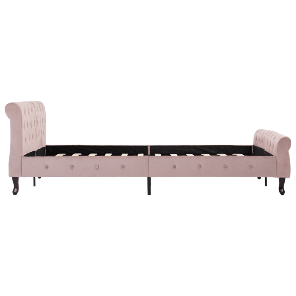 Estrutura de cama 140x200 cm veludo cor-de-rosa