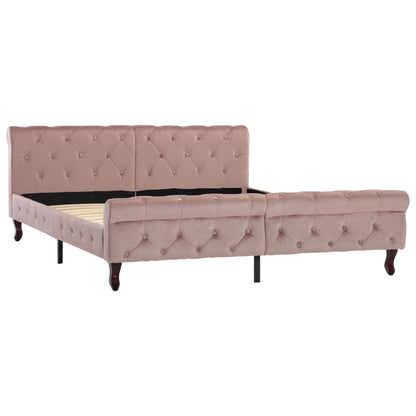 Estrutura de cama 160x200 cm veludo cor-de-rosa