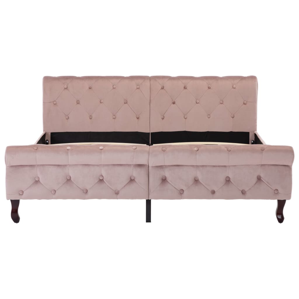 Estrutura de cama 160x200 cm veludo cor-de-rosa