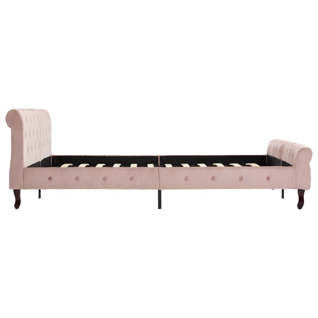 Estrutura de cama 160x200 cm veludo cor-de-rosa