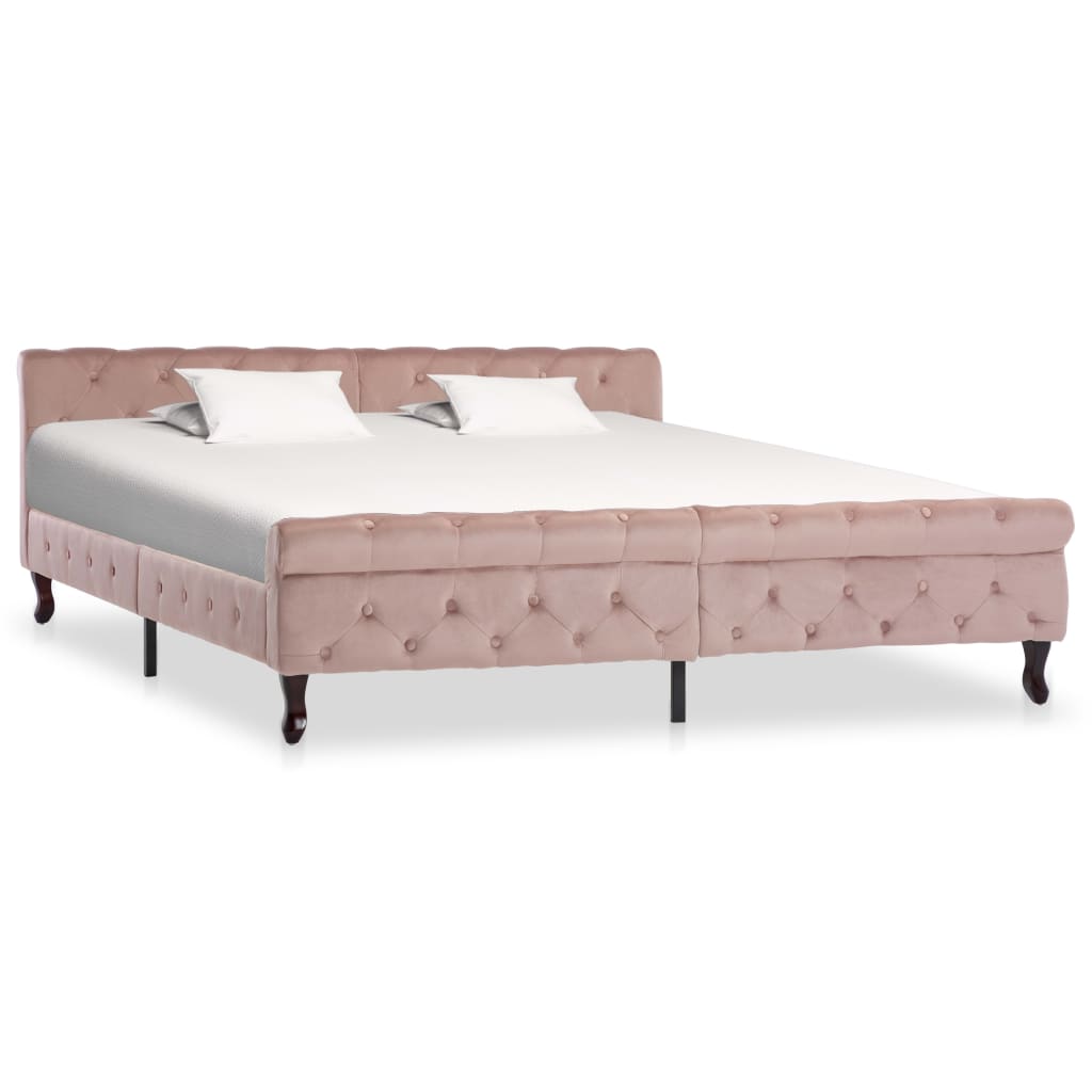 Estrutura de cama 180x200 cm veludo cor-de-rosa