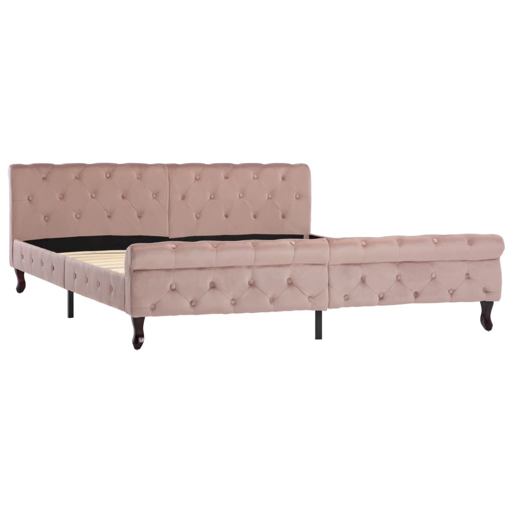 Estrutura de cama 180x200 cm veludo cor-de-rosa