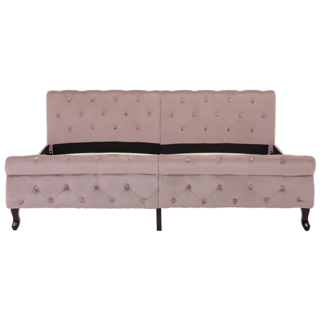 Estrutura de cama 180x200 cm veludo cor-de-rosa