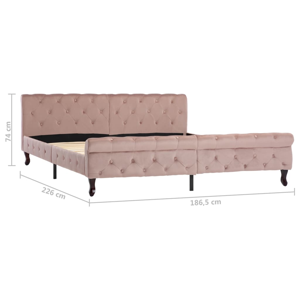 Estrutura de cama 180x200 cm veludo cor-de-rosa