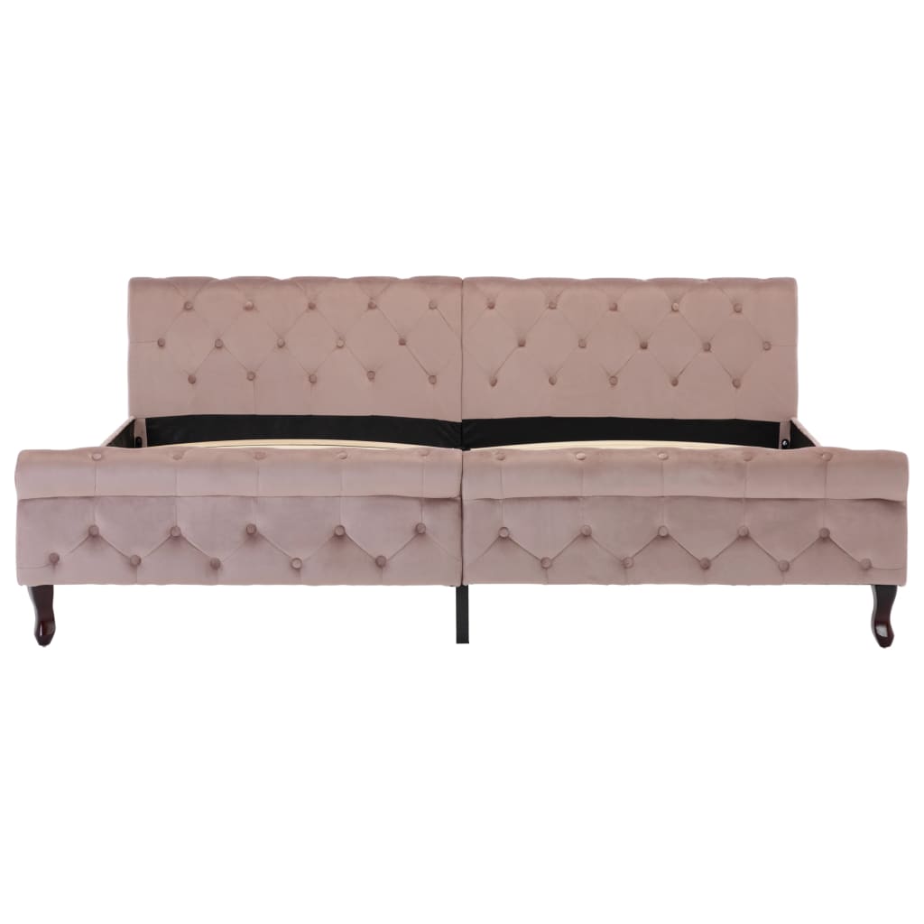 Estrutura de cama 200x200 cm veludo cor-de-rosa