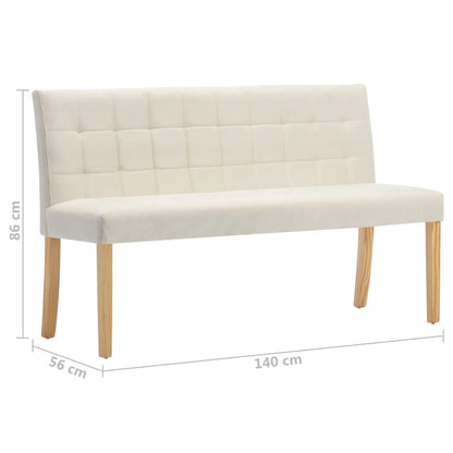 Banco 140 cm veludo cor creme