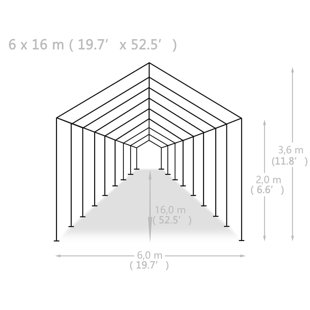 Tenda para festas PE 6x16 m branco