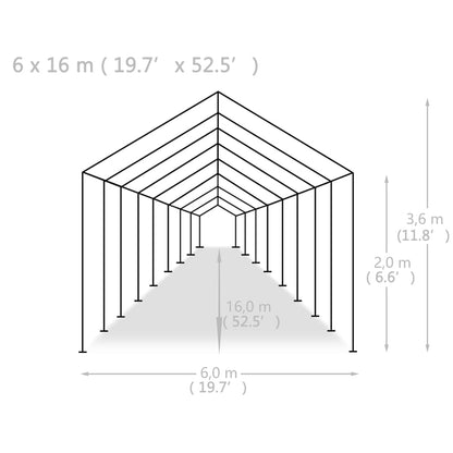 Tenda para festas PE 6x16 m branco