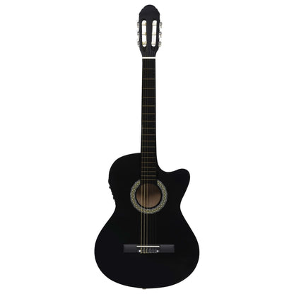 Guitarra clássica cutaway com equalizador e 6 cordas preto