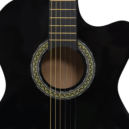 Guitarra clássica cutaway com equalizador e 6 cordas preto