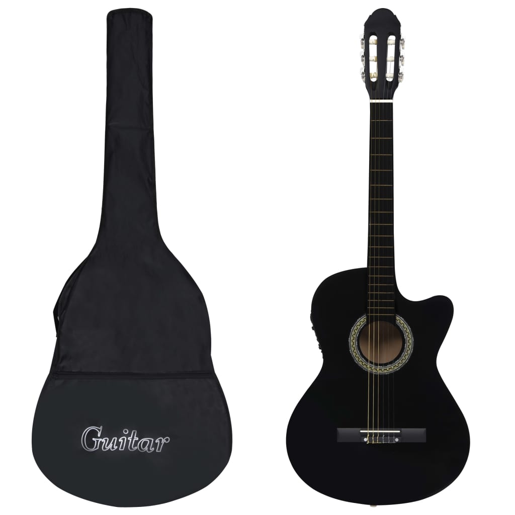 12 pcs conjunto de guitarra com equalizador e 6 cordas preto