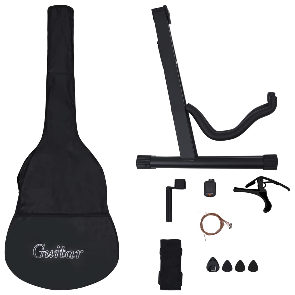 12 pcs conjunto de guitarra com equalizador e 6 cordas preto