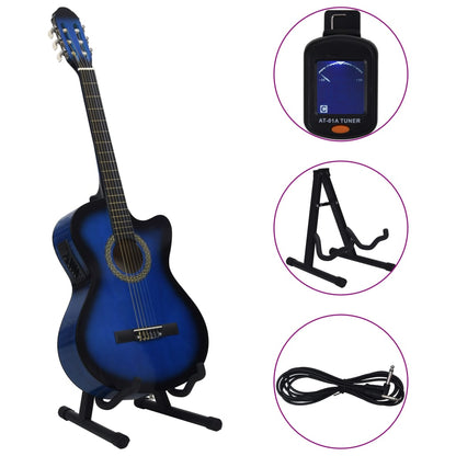 12 pcs conjunto de guitarra com equalizador e 6 cordas azul