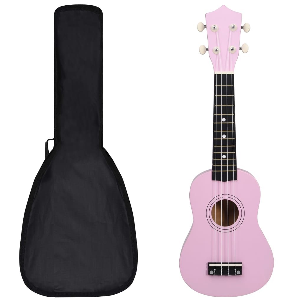 Conjunto ukulele soprano infantil com saco 21" rosa