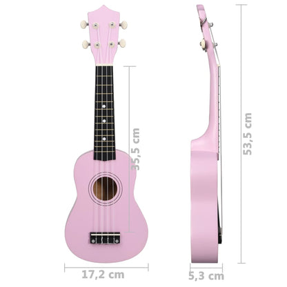 Conjunto ukulele soprano infantil com saco 21" rosa