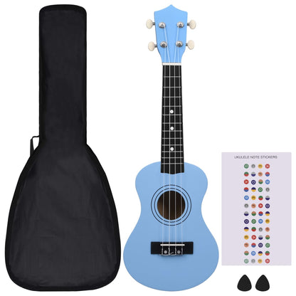 Conjunto ukulele soprano infantil com saco 21" azul-bebé