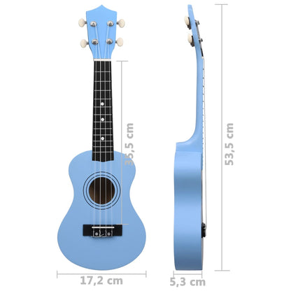 Conjunto ukulele soprano infantil com saco 21" azul-bebé