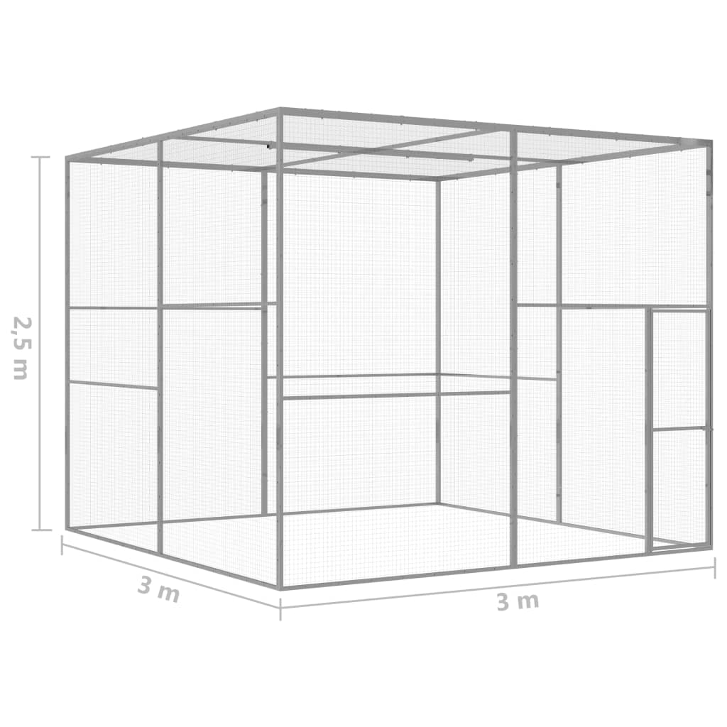 Jaula para gatos 3x3x2,5 m aço galvanizado