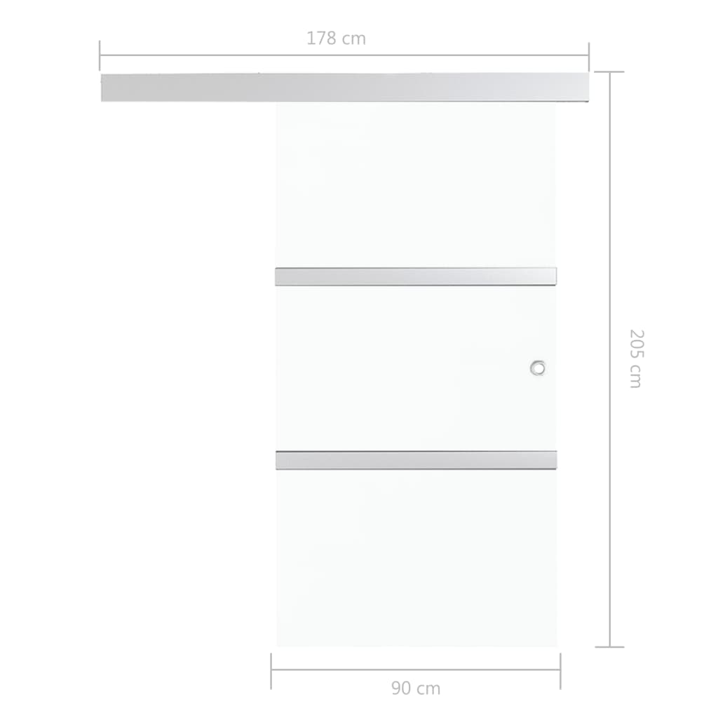 Porta deslizante em vidro ESG e alumínio 90x205 cm prateado