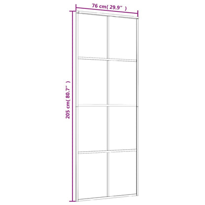 Porta de correr 76x205 cm alumínio e vidro ESG preto